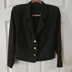 Classic Black Blazer with Gold Buttons